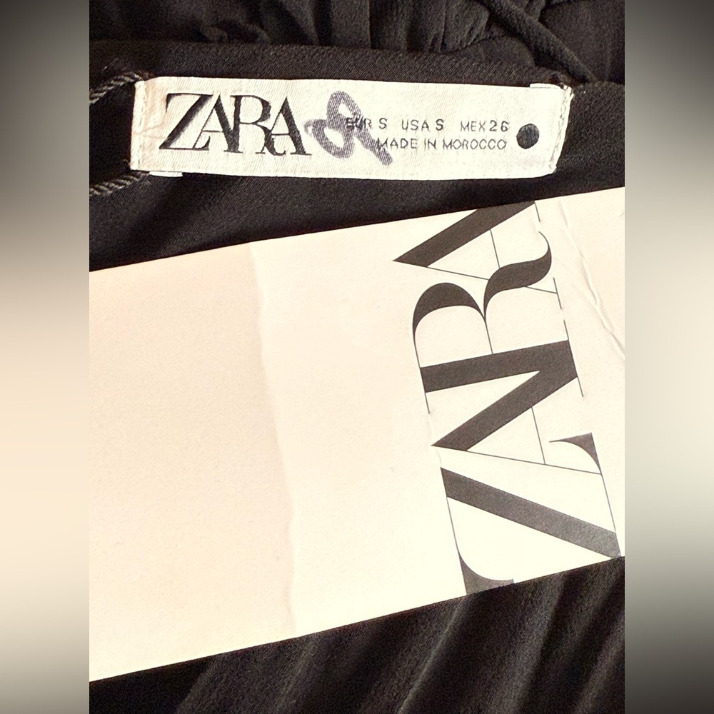 ZARA NWT Women’s Black Strappy Tiered Ruffled Midi Dress Evening Holidays, Small - Picture 8 of 12